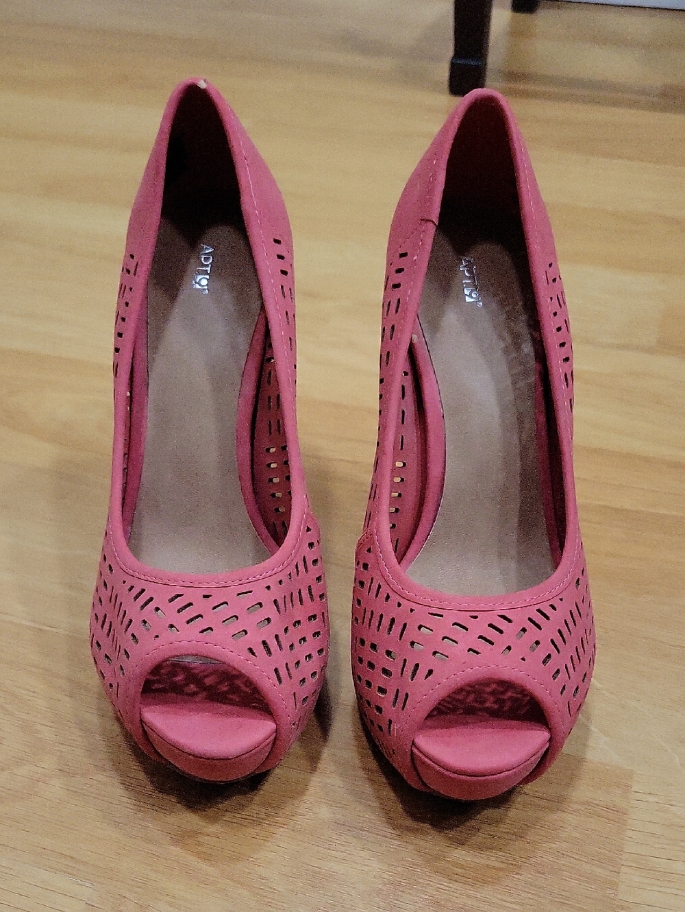 Apt. 9 Coral Pink Laser-Cut Peep-Toe Heels